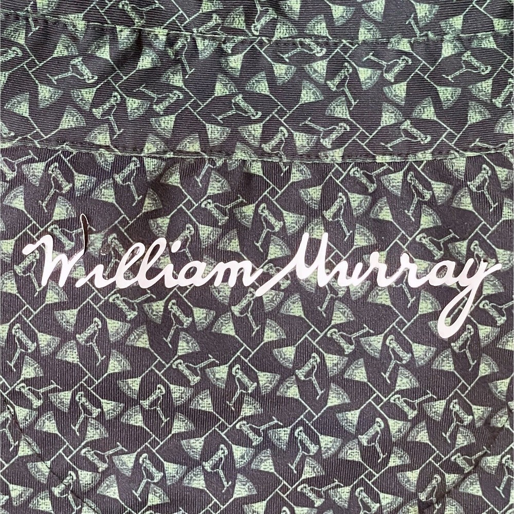 William Murray Martini Glasses Mens Medium Polo Shirt Black Gray Green - Picture 7 of 7